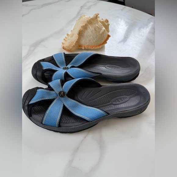 Keen Women’s Black and Light Blue Cross-Strap Sandals - Picture 3 of 10